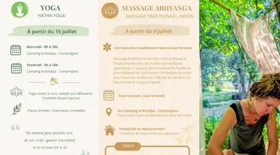Yoga et massages au bord de la rivière
